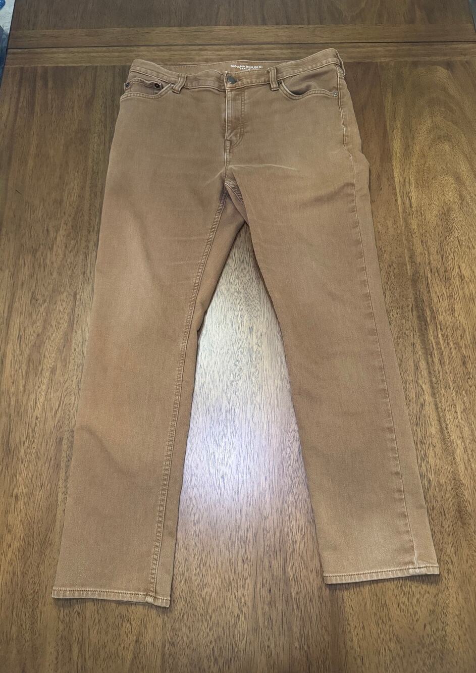 Banana Republic Traveler Mens 33x30 Brown Slim Fit Stretch 5 Pocket Pants Jeans